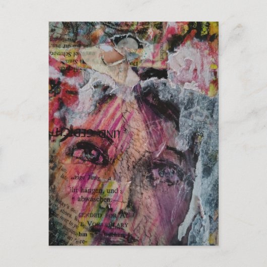 A face mixed media collage briefkaart (Voorkant)