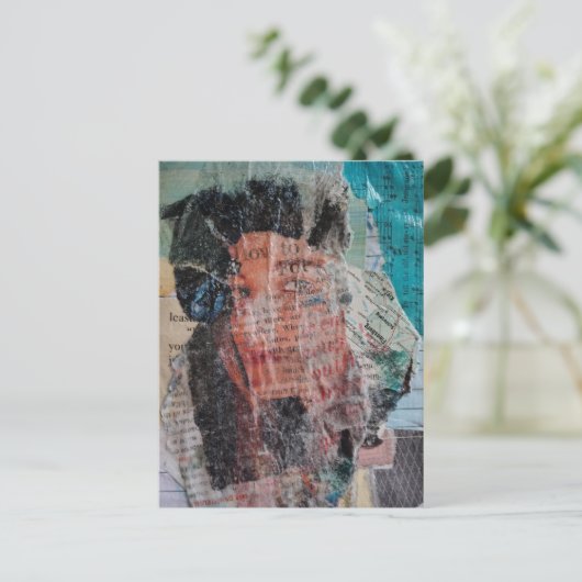 A Face Mixed Media Collage Briefkaart (Staand voorkant)