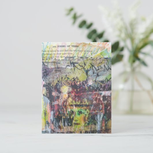 A face mixed media collage forms of verbs briefkaart (Staand voorkant)