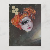 A face with single eye space mixed media collage briefkaart (Voorkant)
