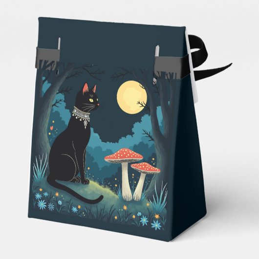 A Familiar Black Cat And Toadstools Halloween 1 Bedankdoosjes (Achterkant)