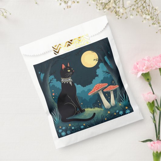 A Familiar Black Cat And Toadstools Halloween 1 Bedankzakje (Gezegeld)