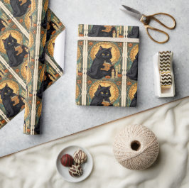 A Familiar Black Cat And Toadstools Halloween 1 Cadeaupapier