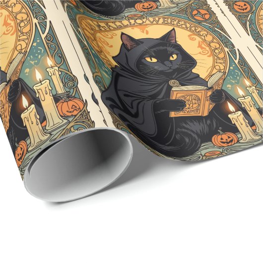 A Familiar Black Cat And Toadstools Halloween 1 Cadeaupapier (Rol Hoek)