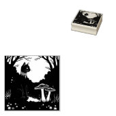 A Familiar Black Cat And Toadstools Halloween 1 Rubberstempel (Gestempeld)