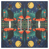 A Familiar Black Cat And Toadstools Halloween 2 Stof (Swatch)