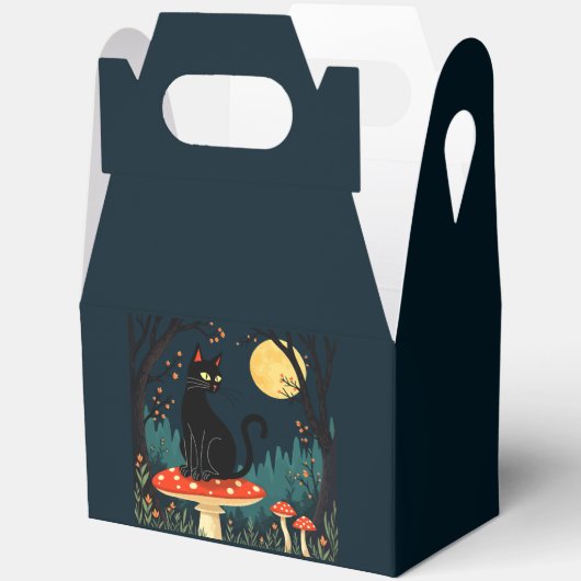 A Familiar Black Cat And Toadstools Halloween 3 Bedankdoosjes (Open)