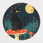 A Familiar Black Cat And Toadstools Halloween 3 Labels (Design 2)