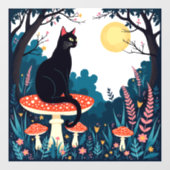 A Familiar Black Cat And Toadstools Halloween 4 Raamsticker (Vel)