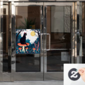 A Familiar Black Cat And Toadstools Halloween 4 Raamsticker (Kantoordeur)