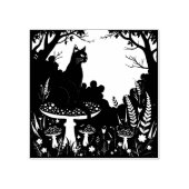 A Familiar Black Cat And Toadstools Halloween 4 Rubberstempel (Afrduk)