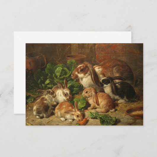 A Family of Rabbit by Alfred Richardson Barber Bedankkaart (Voorkant / Achterkant)