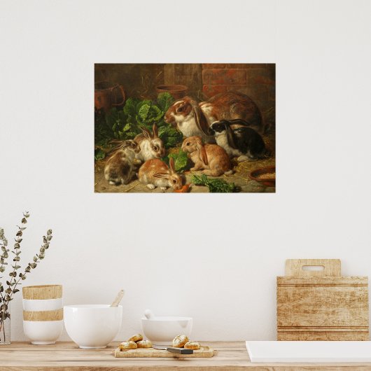 A Family of Rabbit by Alfred Richardson Barber Poster (Keuken)