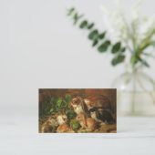 A Family of Rabbits by Alfred Richardson Barber Visitekaartje (Staand voorkant)