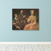 A Family of Three at Tea, c.1727 Canvas Afdruk (Insitu (Houten vloer))