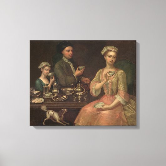 A Family of Three at Tea, c.1727 Canvas Afdruk (Voorkant)