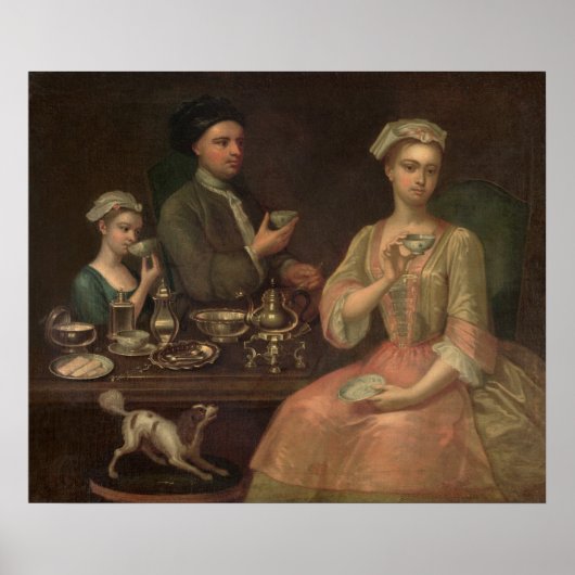A Family of Three at Tea, c.1727 Poster (Voorkant)