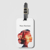 A fantasy journey on a sailboat at sunset bagagelabel (Voorkant (verticaal))