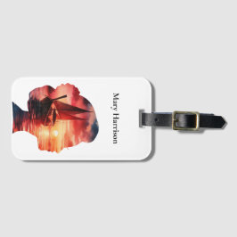 A fantasy journey on a sailboat at sunset bagagelabel