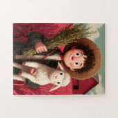 A farm boy with his sheep friend by his side. legpuzzel (Horizontaal)