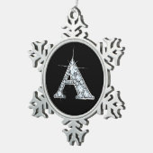 A Faux-"Diamond"-monogram Tin Sneeuwvlok Ornament (Rechts)