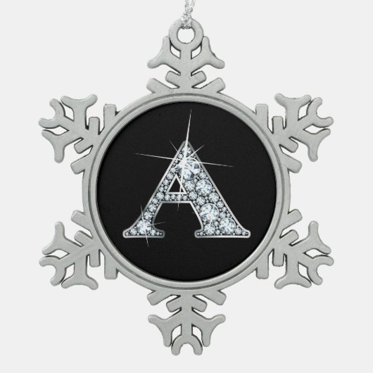 A Faux-"Diamond"-monogram Tin Sneeuwvlok Ornament (Voorkant)
