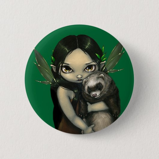 "A Ferret and Zijne Fairy" Button (Voorkant)