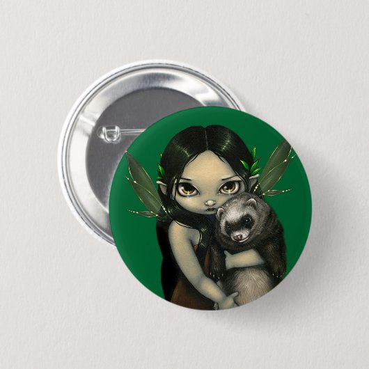 "A Ferret and Zijne Fairy" Button (Voorkant /achterkant)