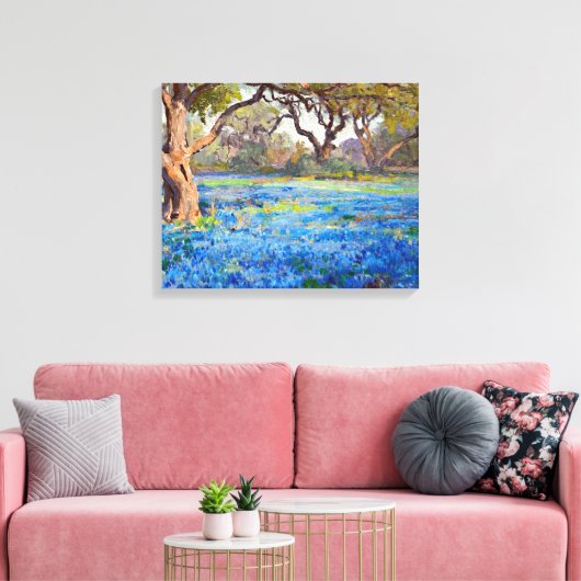 A Field of Bluebonnets at Alamo Heights 1919 Canvas Afdruk (Insitu (Woonkamer))