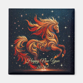 a fiery horse against a starry sky magneet