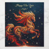 a fiery horse against a starry sky wijn etiket (Enkel label)