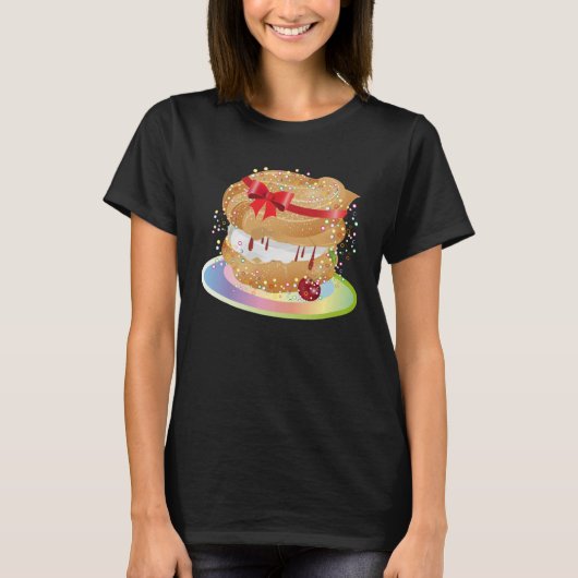 A filled wind bag with  bow illustration t-shirt (Voorkant)