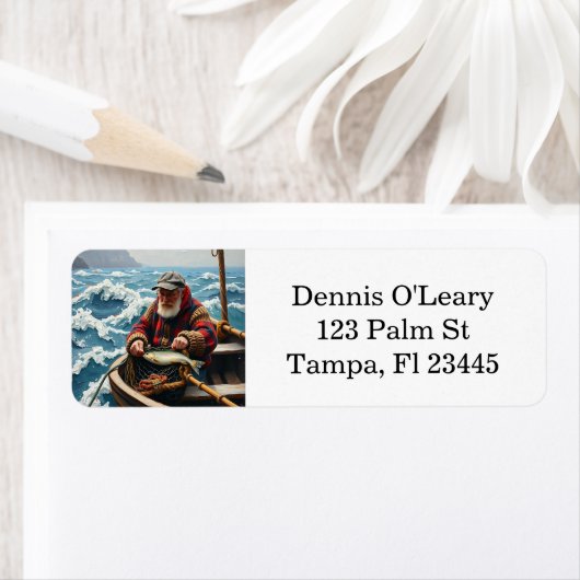 A Fisherman on a Boat in the Ocean Etiket (Insitu)