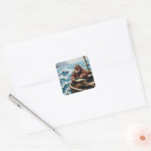 A Fisherman on a Boat in the Ocean Vierkante Sticker (Envelop)