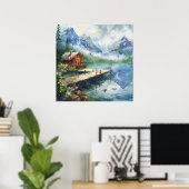 A Fishing Hose On The Lake Poster (Thuiskantoor)