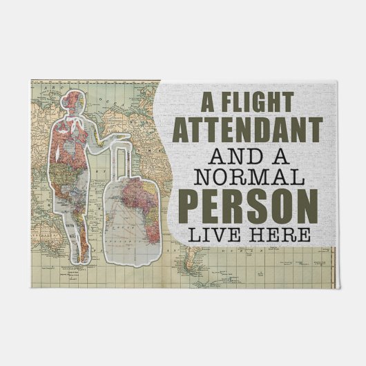 A Flight Attendant And A Normal Person Live Here Deurmat (Voorkant)