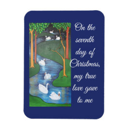 A Flock of Seven Swans-A-Swimming  Magneet