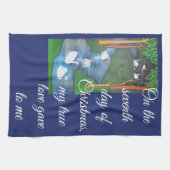 A Flock of Seven Swans-A-Swimming Theedoek (Horizontaal)