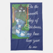 A Flock of Seven Swans-A-Swimming Theedoek (Verticaal)