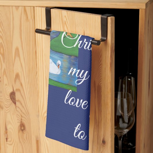 A Flock of Seven Swans-A-Swimming Theedoek (Derde Gevouwen)