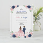 A floral themed Quinceanera Invitation Kaart (Staand voorkant)