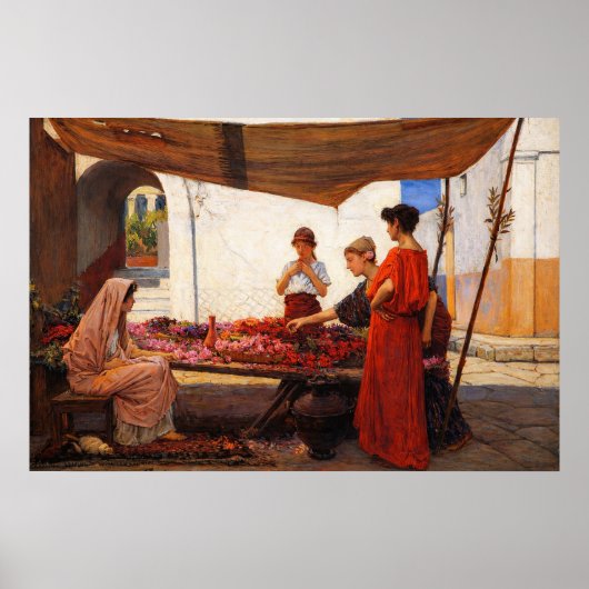 A Flower Stall by John William Waterhouse Poster (Voorkant)
