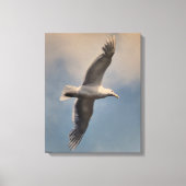 A flying seagull on Stretched Canvas Print (Voorkant)