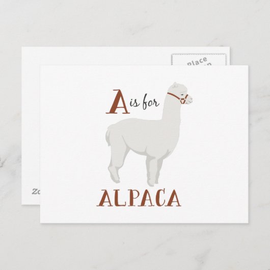 A For Alpaca Briefkaart (Voorkant / Achterkant)