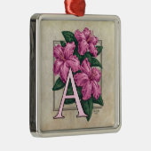 A for Azalea Flower Monogram Square Prem Ornament (Rechts)