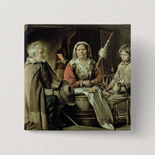 A French Interior, c.1645 Vierkante Button 5,1 Cm