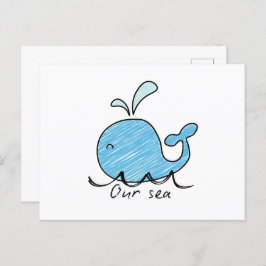 A FRIENDLY WHALE IN HIS SEA BRIEFKAART
