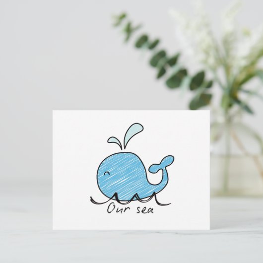 A FRIENDLY WHALE IN HIS SEA BRIEFKAART (Staand voorkant)