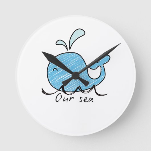 A FRIENDLY WHALE IN HIS SEA  Round Clock Ronde Klok (Voorkant)