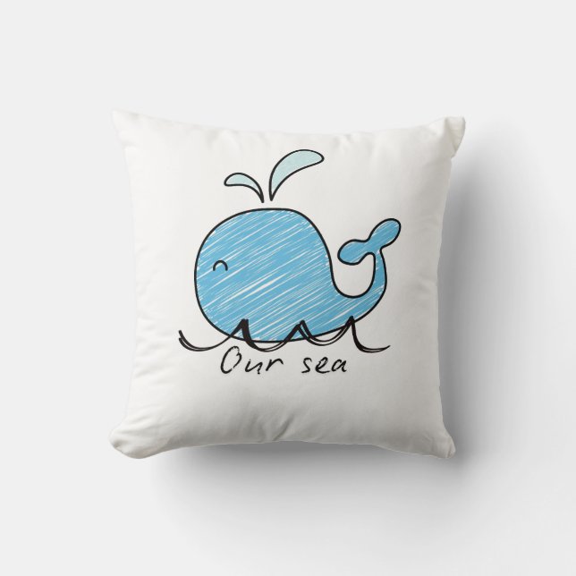 A FRIENDLY WHALE IN HIS SEA  Throw Pillow Kussen (Voorkant)